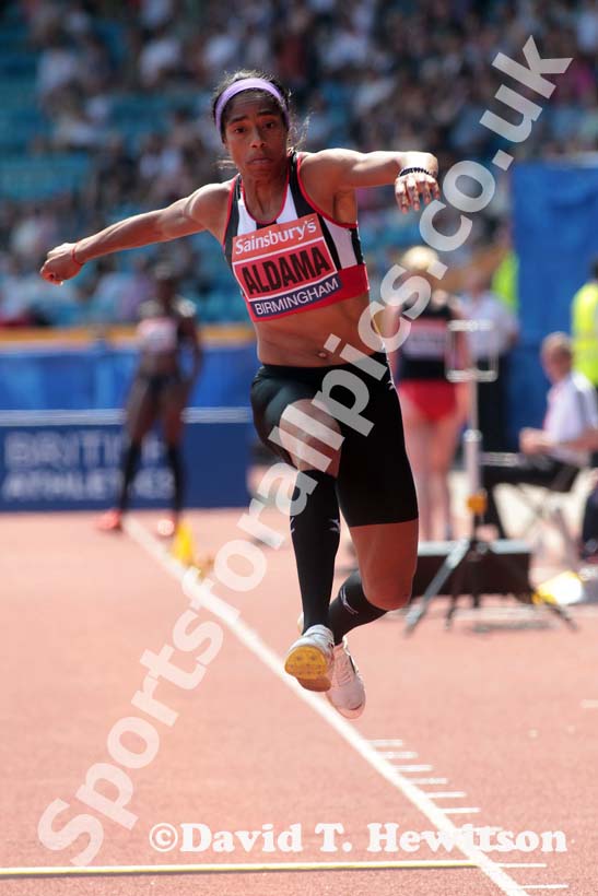 Yamile Aldama in the triple jump at the Sainsbury's British Championships, Birmingham.